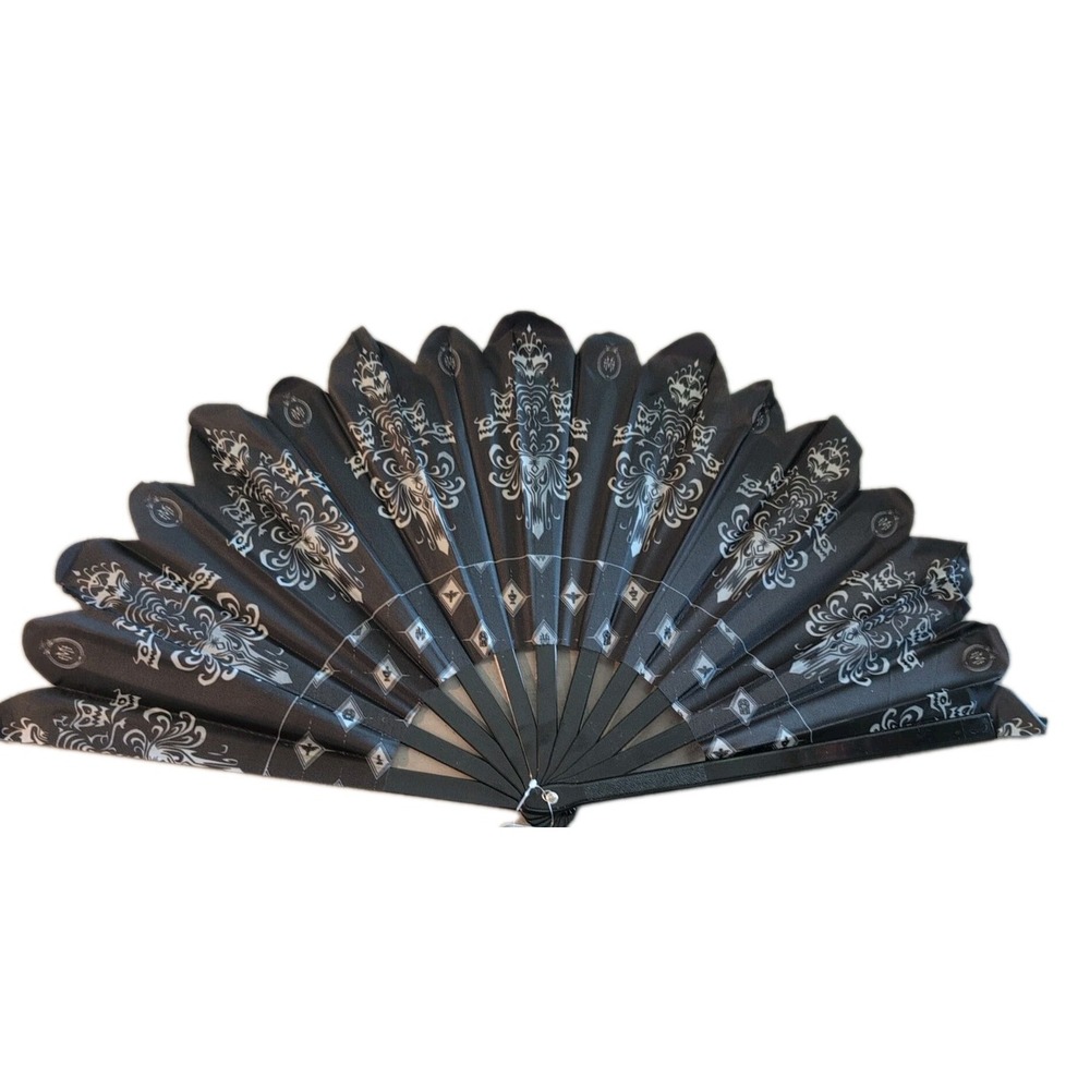 Disney Parks The Haunted Mansion Wallpaper Black Large Folding Handheld Fan